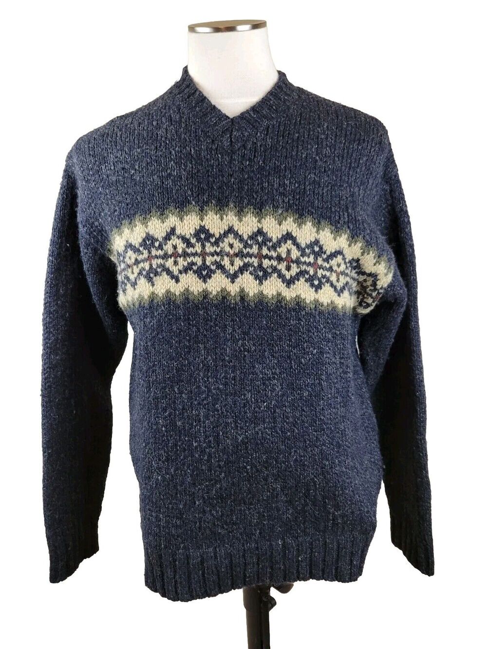 Vintage Abercrombie & Fitch Sweater Men Medium Gray Pullover Wool Nordic Ski